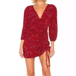 LOVERS + FRIENDS Hayden Red Sahara Cheetah Mini Dress Size Small